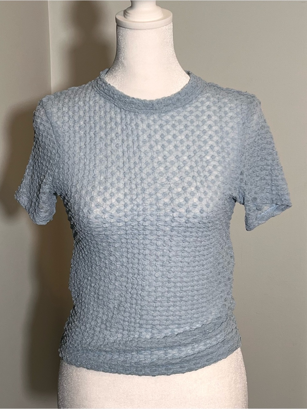 House of Harlow 1960 Light Blue Textured Short Sleeve Tee